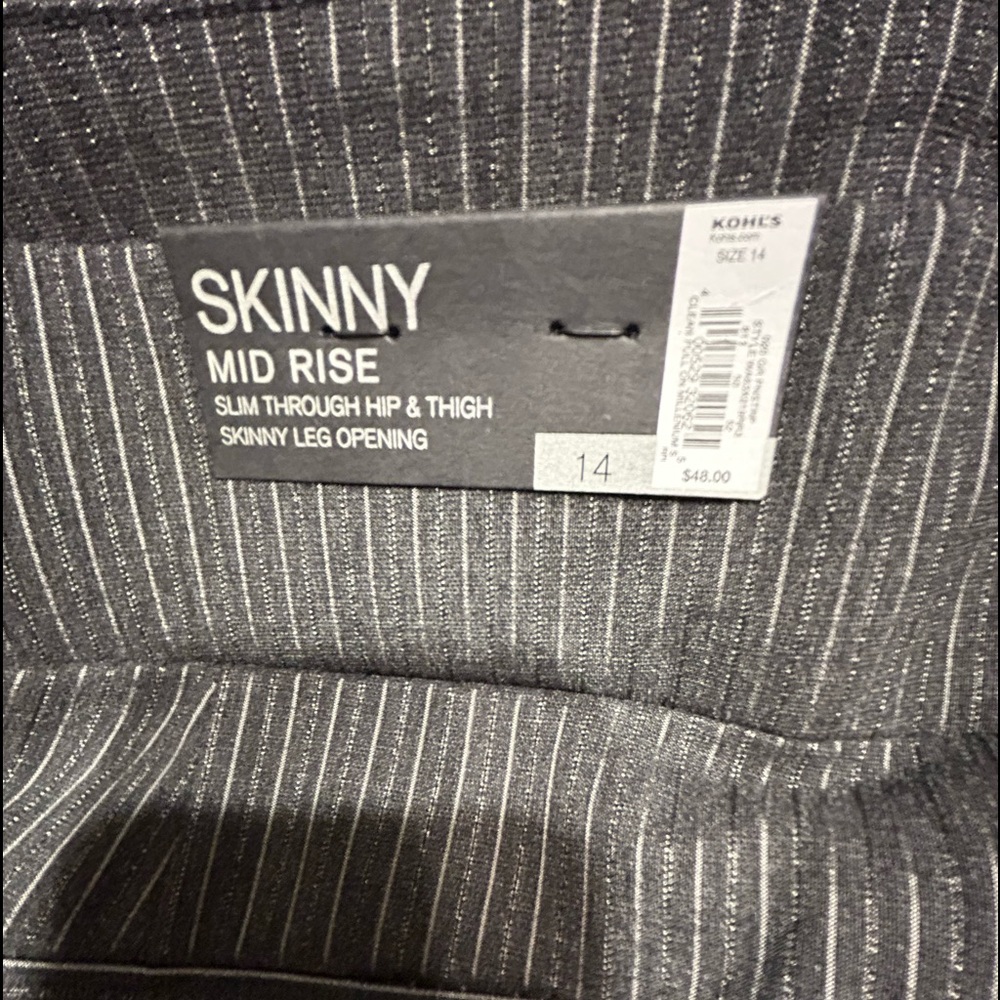 NWT dressy striped stretch leggings size 14